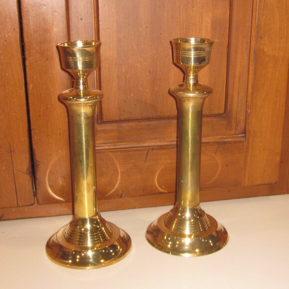 Vintage Solid Brass Candlestick Set of 2 - Picture 4 of 4